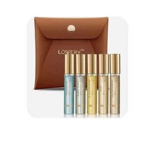 Mini Cologne Gift Set Woody Floral Fragrances 10ml 5pk Leather Pouch Perfume NIB